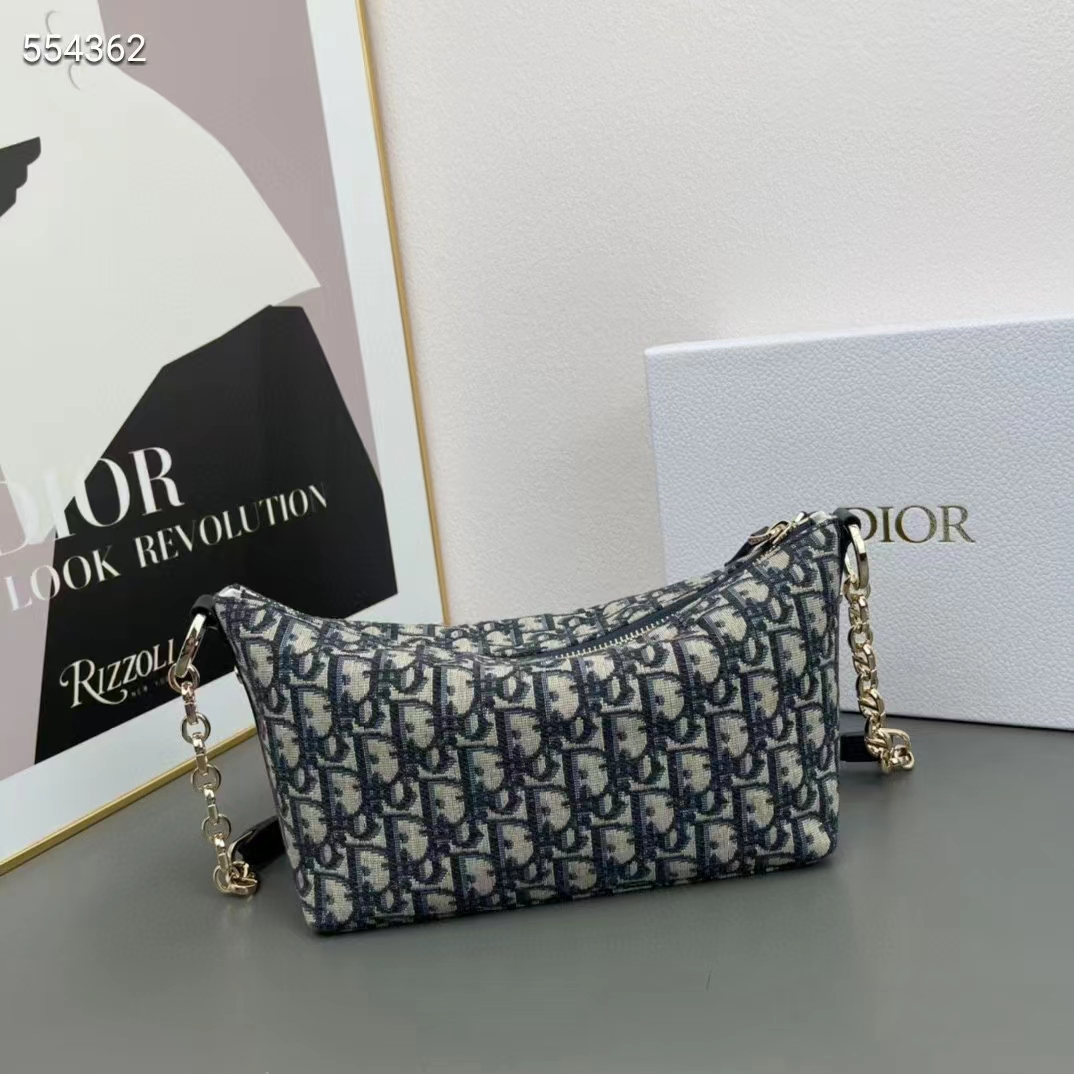 Dior Women CD Diorstar Hobo Bag Chain Blue Dior Oblique Jacquard Reference: S3202UTZQ_M928