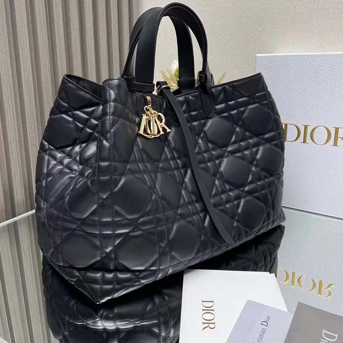 Dior Women CD Large Dior Toujours Bag Black Macrocannage Calfskin Reference M2820OSHJ_M900