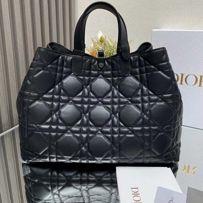 Dior Women CD Large Dior Toujours Bag Black Macrocannage Calfskin Reference M2820OSHJ_M900