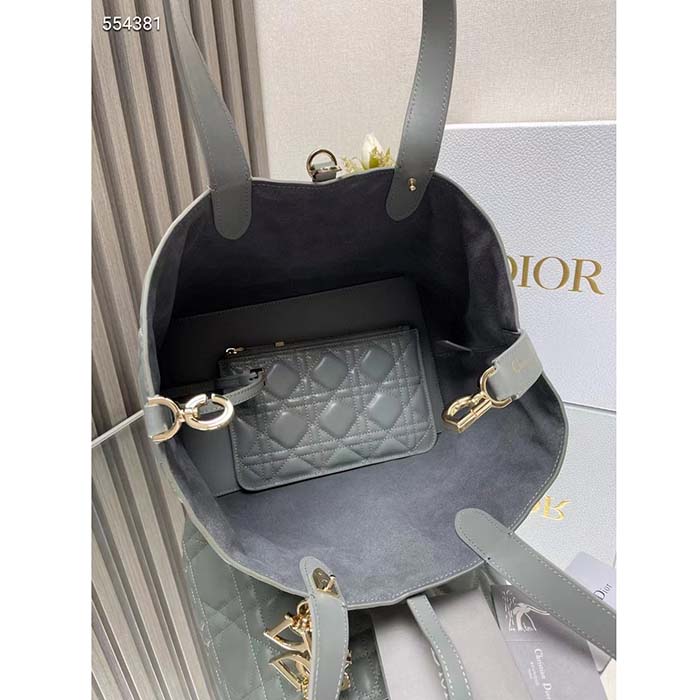 Dior Women CD Medium Dior Toujours Bag Stone Gray Macrocannage Calfskin Reference M2821OSHJ_M41G