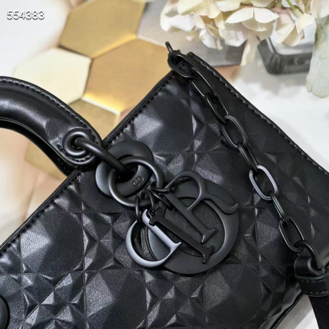 dior women cd medium lady d-joy bag black cannage calfskin Di*m*nd motif reference m0540snea_m900