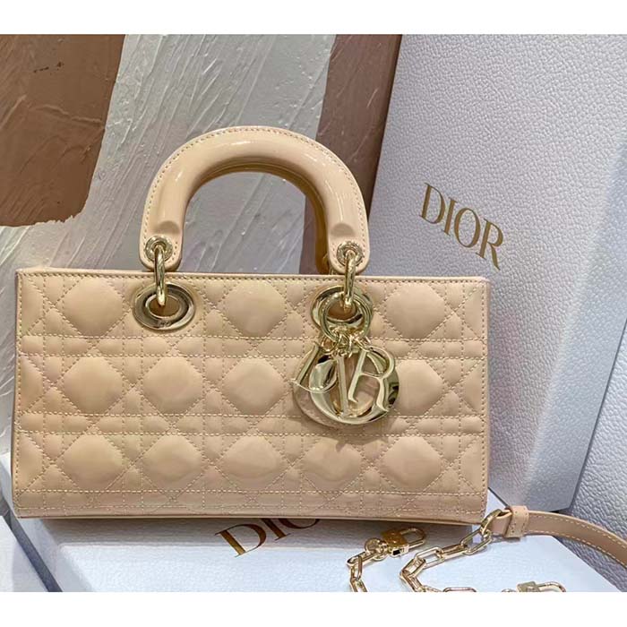 Dior Women CD Medium Lady D-Joy Bag Sand-Colored Cannage Lambskin