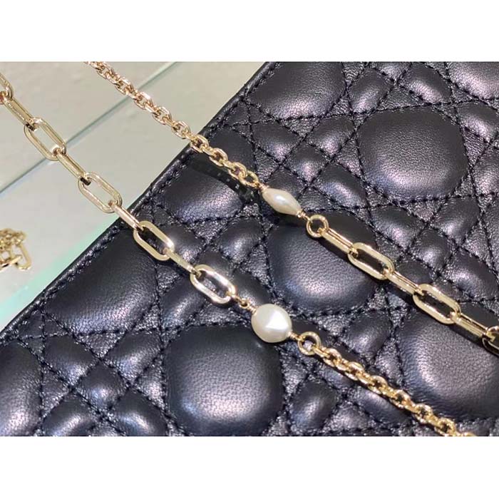 Dior Women CD Miss Dior Chain Pouch Black Cannage Lambskin