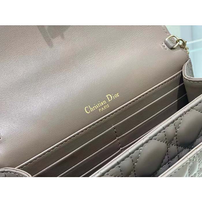 Dior Women CD Miss Dior Chain Pouch Sand-Colored Cannage Lambskin