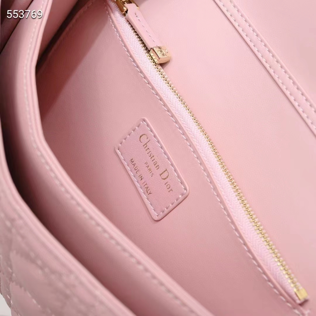 Dior Women CD Miss Dior Top Handle Bag Melocoton Pink Cannage Lambskin