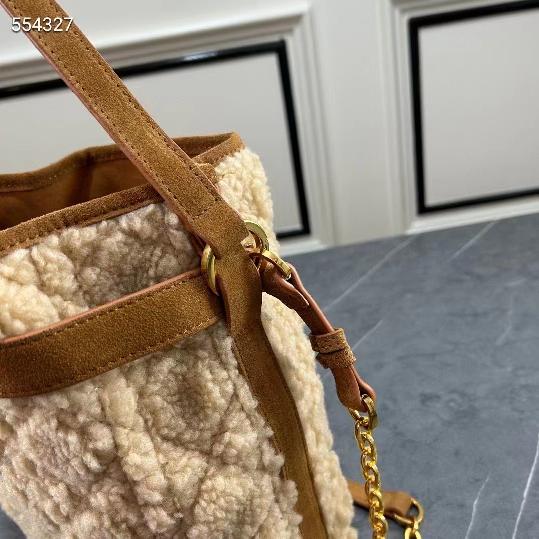 Dior Women CD Small C’est Dior Bag Natural Cannage Shearling Reference: M2272UMGB_M925