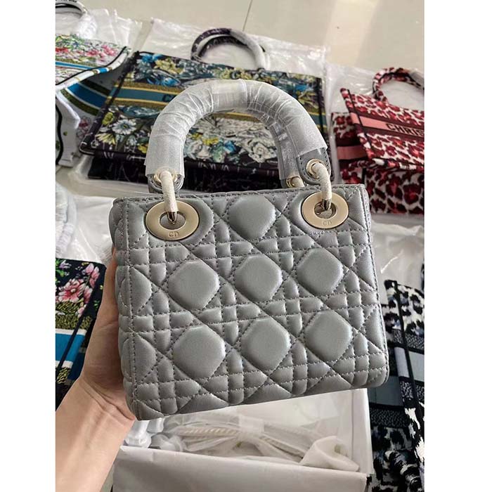 Dior Women CD Small Lady Dior My ABCDior Bag Stone Gray Cannage Lambskin Reference: M0538ONGE_M41G