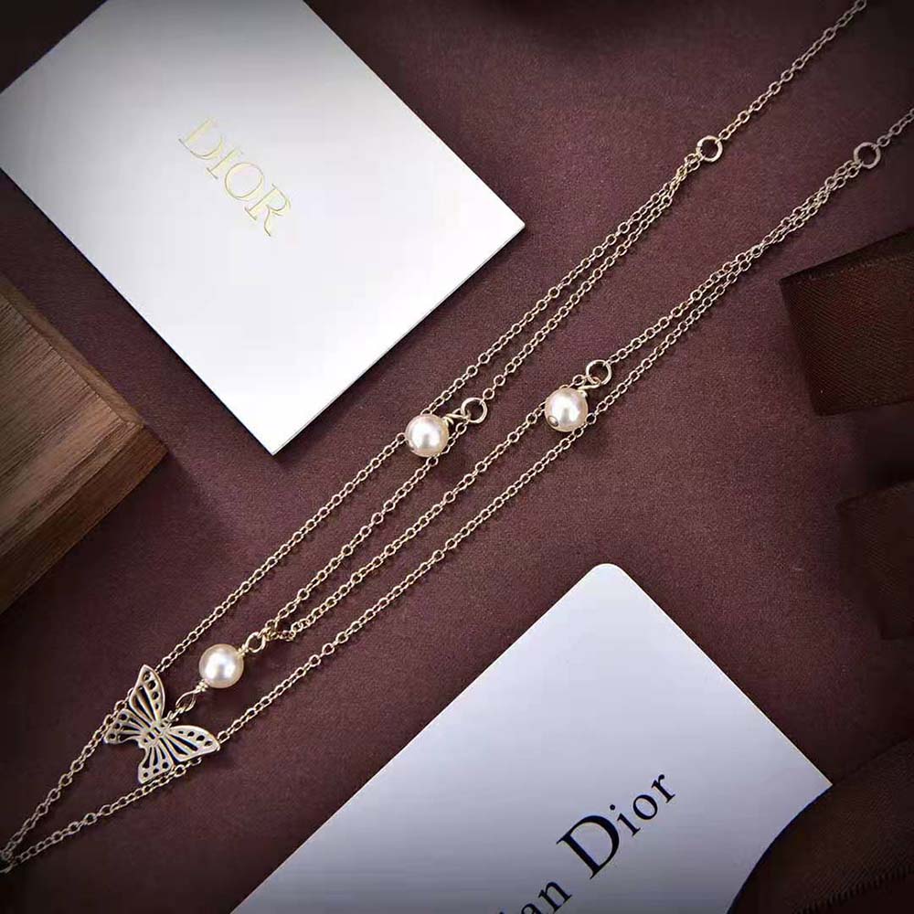 Dior Women Dior Métamorphose Necklace Gold-Finish Metal and White Resin Pearls