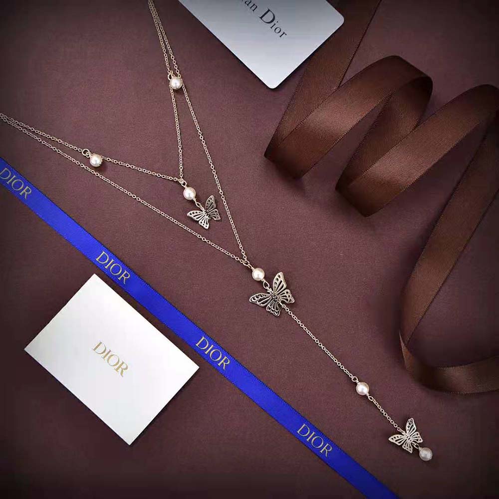 Dior Women Dior Métamorphose Necklace Gold-Finish Metal and White Resin Pearls