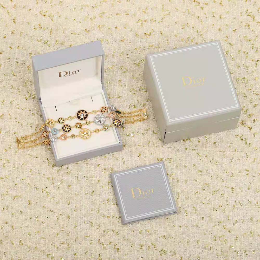 dior women rose des vents cuff bracelet yellow pink and white gold Di*m*nds