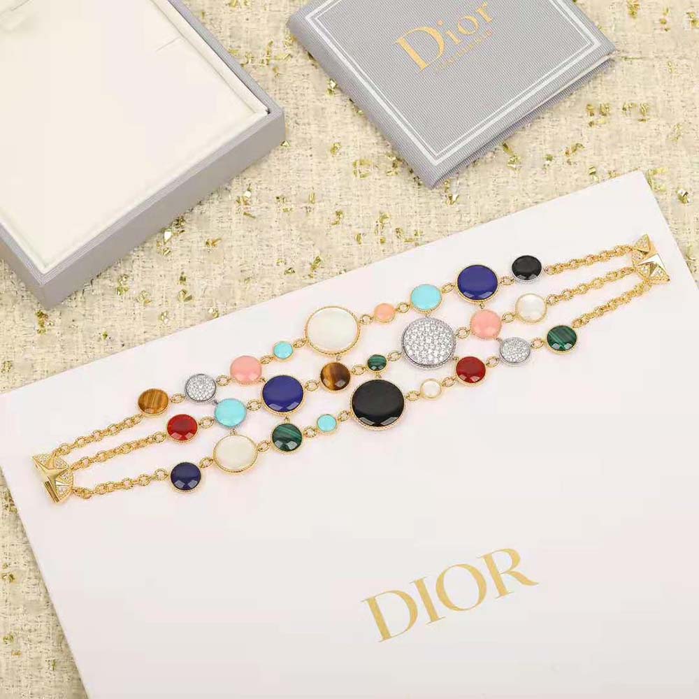 dior women rose des vents cuff bracelet yellow pink and white gold Di*m*nds