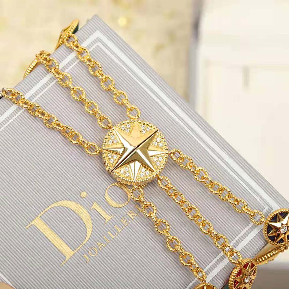 dior women rose des vents cuff bracelet yellow pink and white gold Di*m*nds