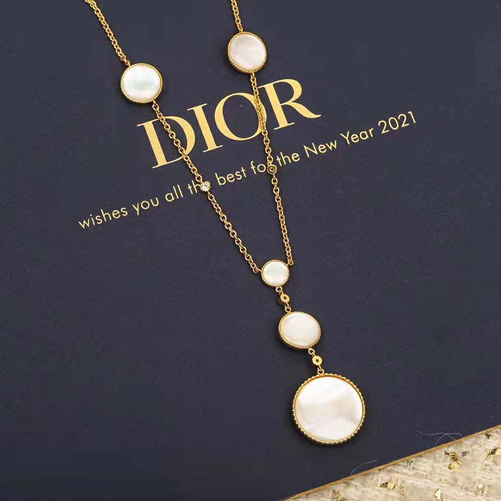 dior women rose des vents long necklace yellow gold Di*m*nds and mother-of-pearl