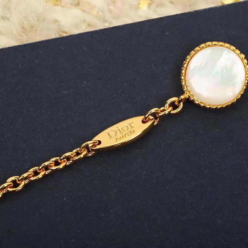 dior women rose des vents long necklace yellow gold Di*m*nds and mother-of-pearl