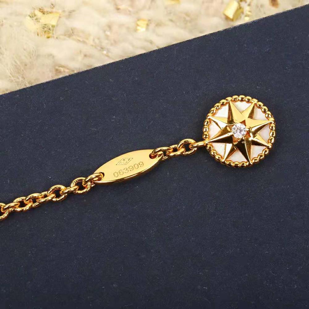 dior women rose des vents long necklace yellow gold Di*m*nds and mother-of-pearl