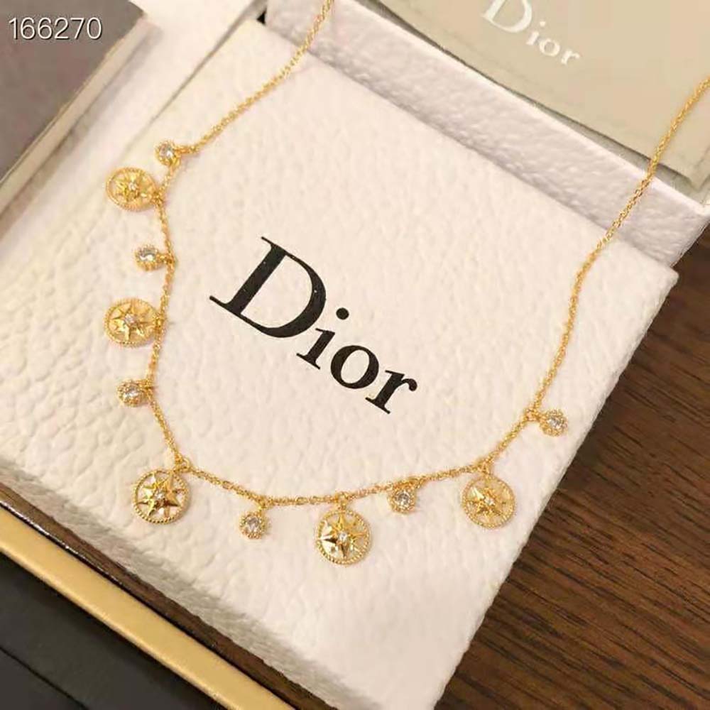 dior women rose des vents necklace yellow gold Di*m*nds and mother-of-pearl