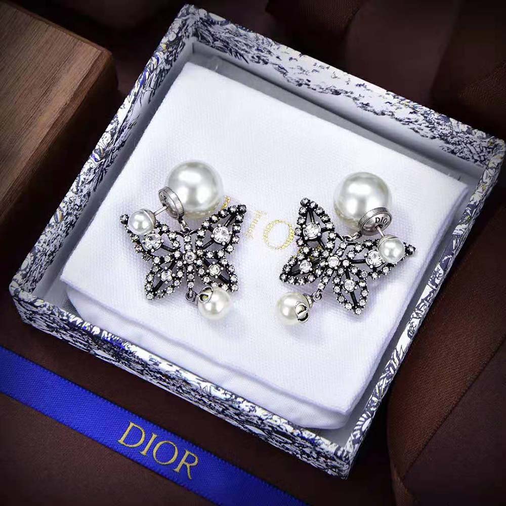 Dior Women Tribales Earrings Antique Silver-Finish Metal