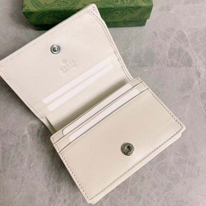 G*u*i gg unisex blondie card case wallet white leather round interlocking g style ‎760317 aacp7 9022