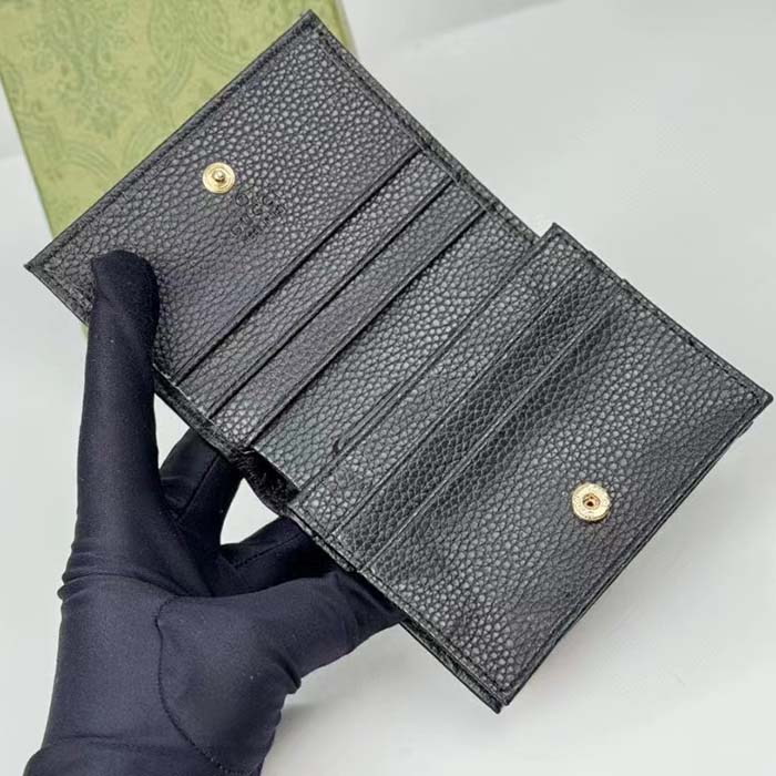 G*u*i gg unisex leather card case wallet black metal-free tanned leather double g style ‎456126 cao0g 1000