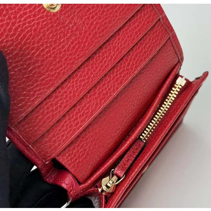 G*u*i gg unisex leather card case wallet hibiscus red metal-free tanned leather double g style ‎456126 cao0g 6433