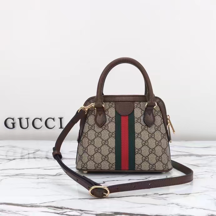 G*u*i gg women ophidia gg mini top handle bag beige ebony gg supreme canvas double g