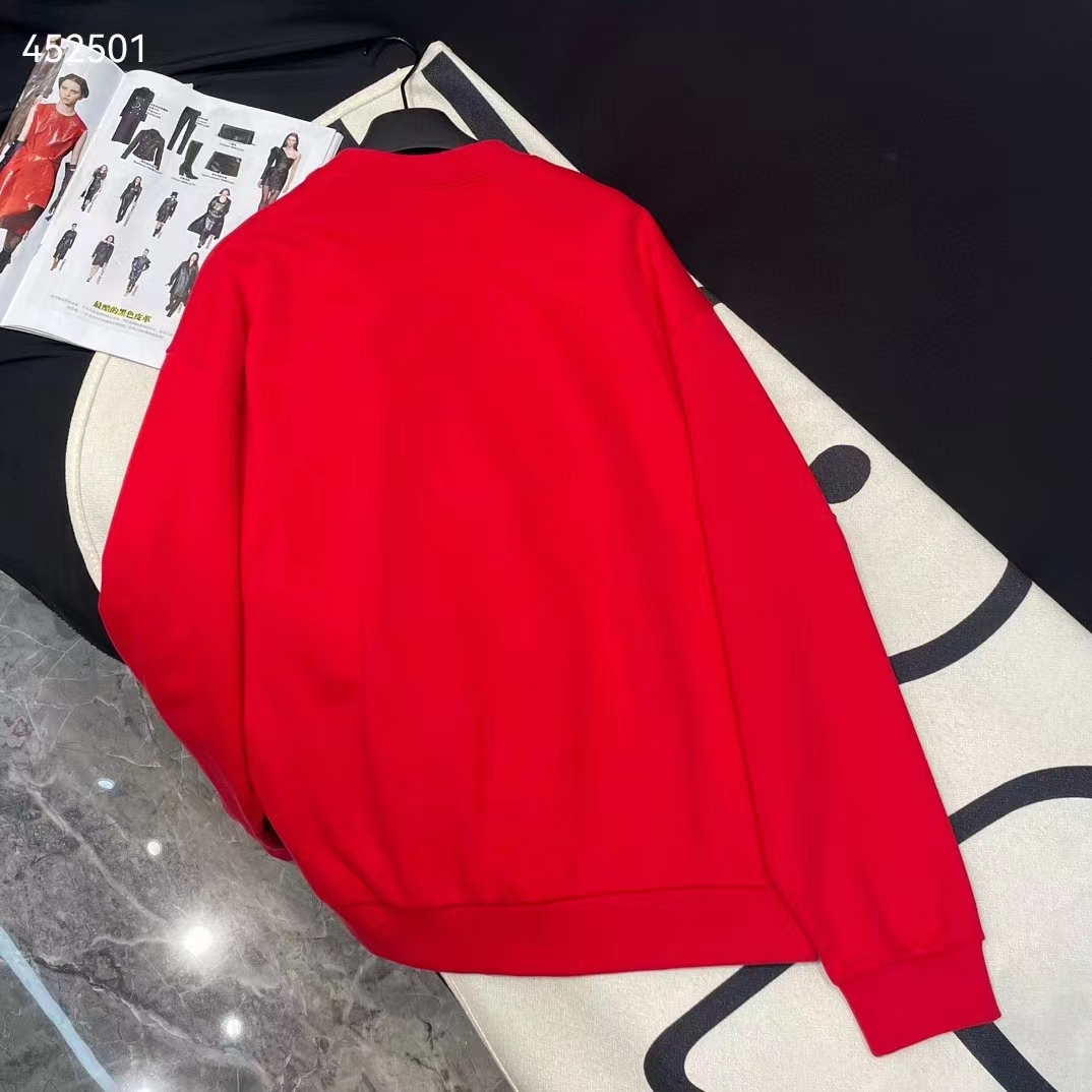 G*u*i men gg cotton jersey sweatshirt 1921 embroidery red crewneck dropped shoulder style ‎768530 xjf3o 6429