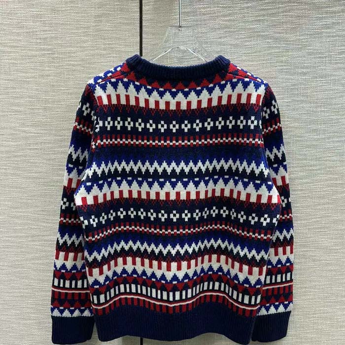 G*u*i men knit wool sweater G*u*i embroidery crewneck dropped shoulder rib style ‎763391 xkdox 4216