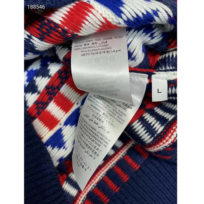 G*u*i men knit wool sweater G*u*i embroidery crewneck dropped shoulder rib style ‎763391 xkdox 4216
