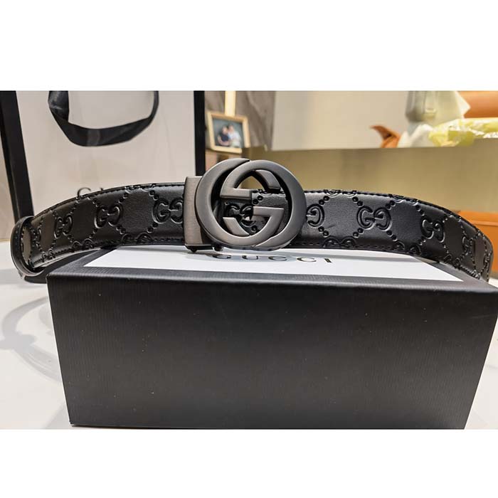 G*u*i unisex gg marmont belt black leather double g black buckle