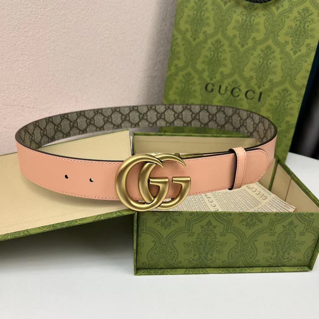 G*u*i unisex gg marmont reversible belt double g buckle 3 cm width beige leather
