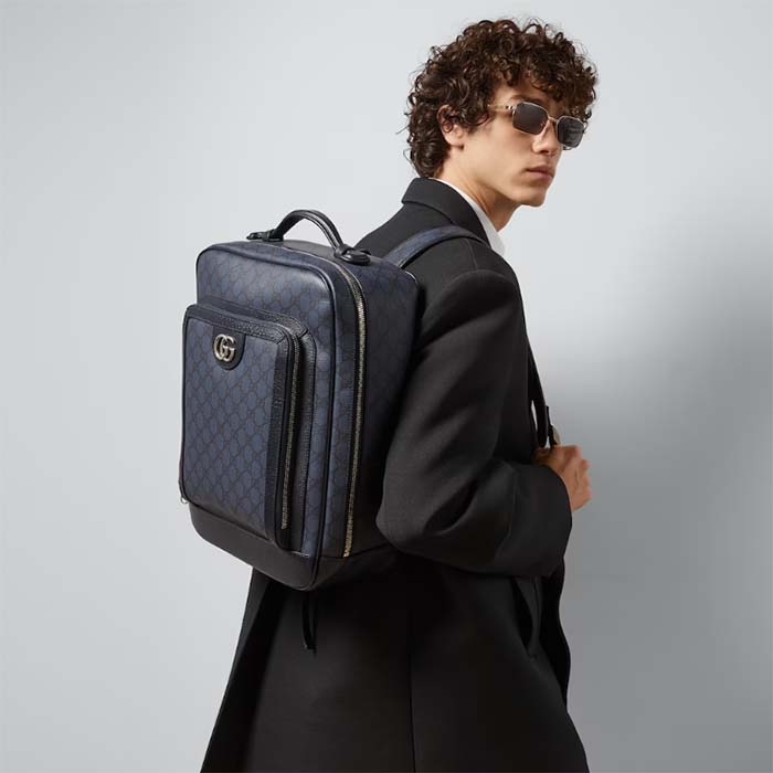 G*u*i unisex ophidia gg medium backpack navy blue black gg supreme canvas double g