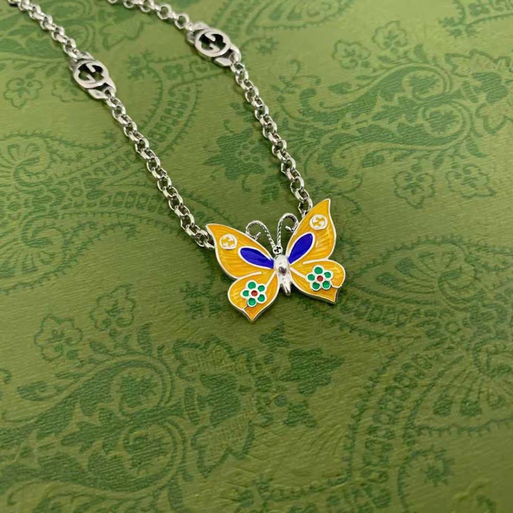 G*u*i women butterfly pendant necklace