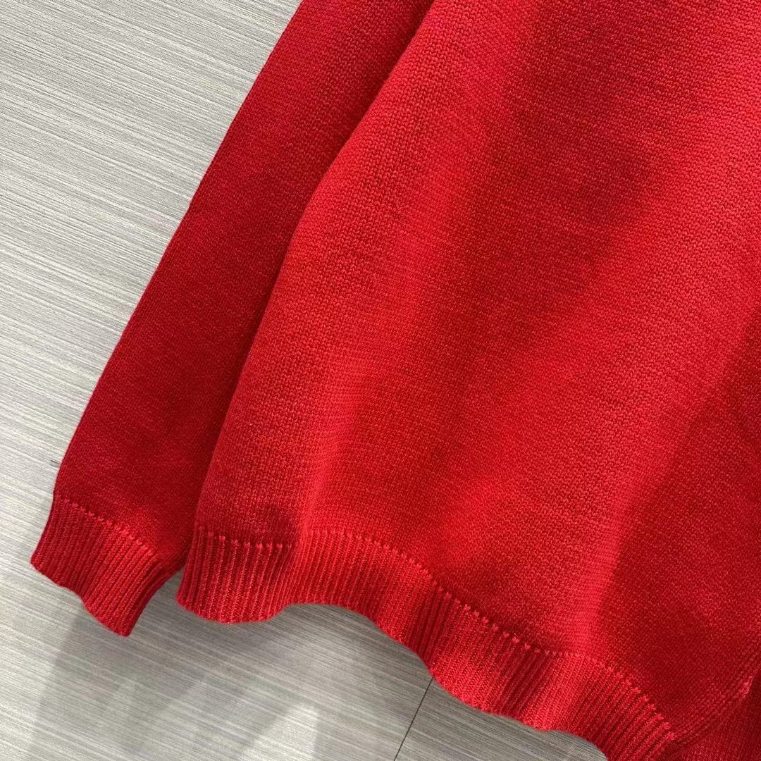 G*u*i men gg red wool top G*u*i intarsia crewneck dropped shoulder long sleeves