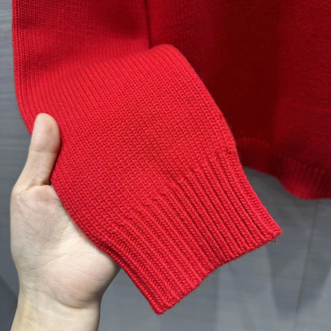 G*u*i men gg red wool top G*u*i intarsia crewneck dropped shoulder long sleeves