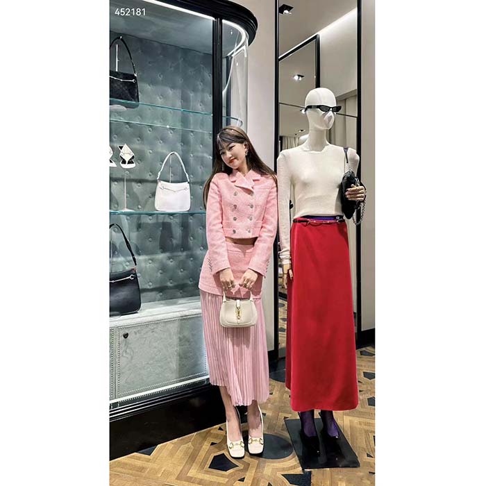 G*u*i women gg cropped tweed jacket sequins pink lined square notch collar style ‎771480 zapkk 5901