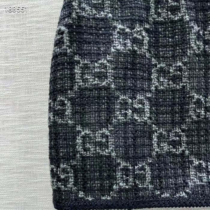 G*u*i women gg tweed skirt dark grey lined fitted waistband two side pockets mini length style ‎774516 zapa4 1074