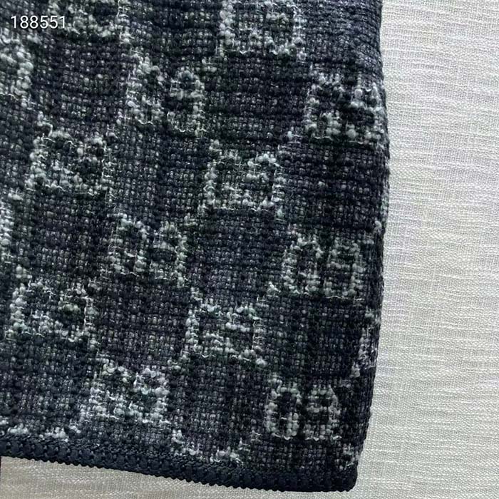 G*u*i women gg tweed skirt dark grey lined fitted waistband two side pockets mini length style ‎774516 zapa4 1074