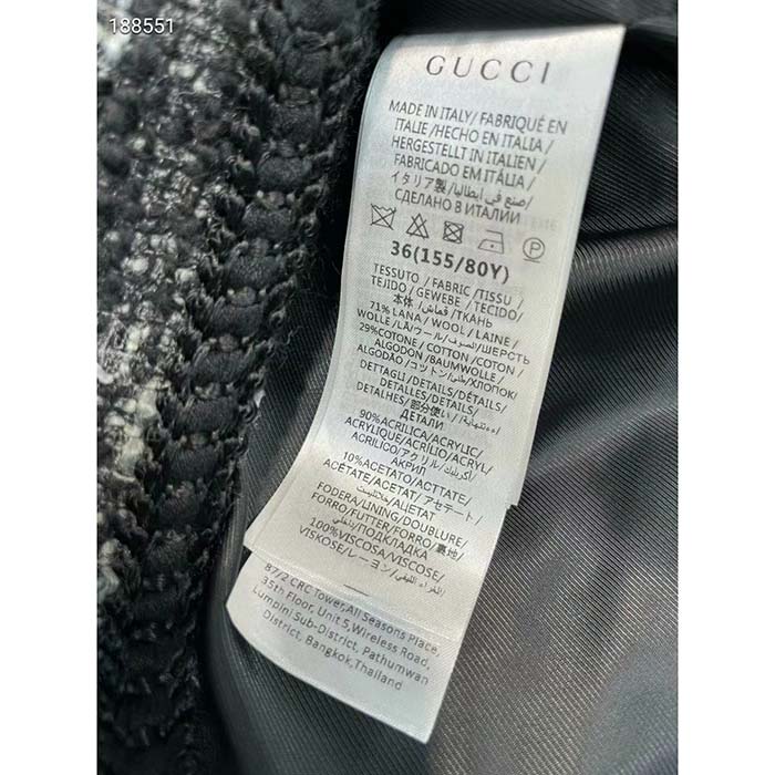 G*u*i women gg tweed skirt dark grey lined fitted waistband two side pockets mini length style ‎774516 zapa4 1074
