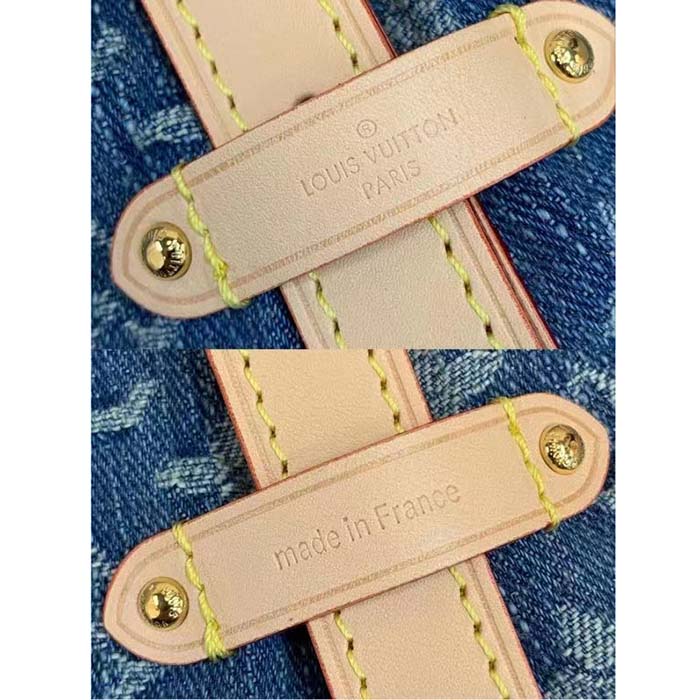 Louis Vuitton LV Women CarryAll MM Denim Blue GOTS Certified Cotton Monogram Denim Canvas