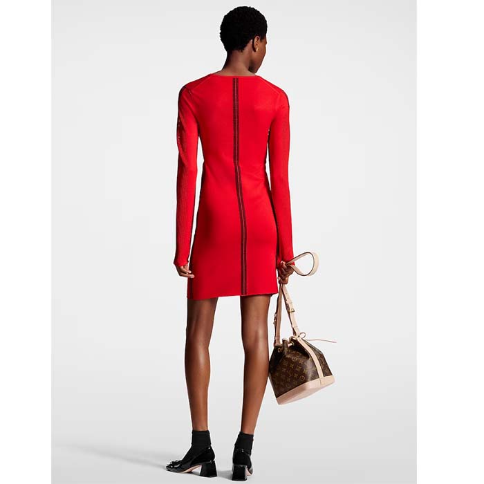 Louis Vuitton LV Women Sporty Mesh Accent Dress Bright Red Black Regular Fit