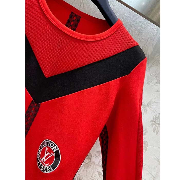 Louis Vuitton LV Women Sporty Mesh Accent Dress Bright Red Black Regular Fit
