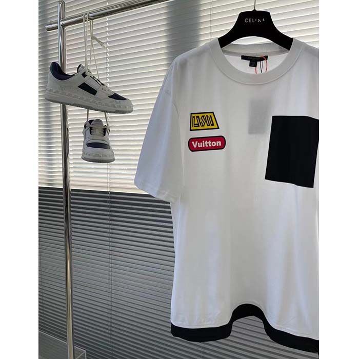 Louis Vuitton Men Hybrid Cotton T-Shirt Regular Fit LV Silk Label Milky White Cotton