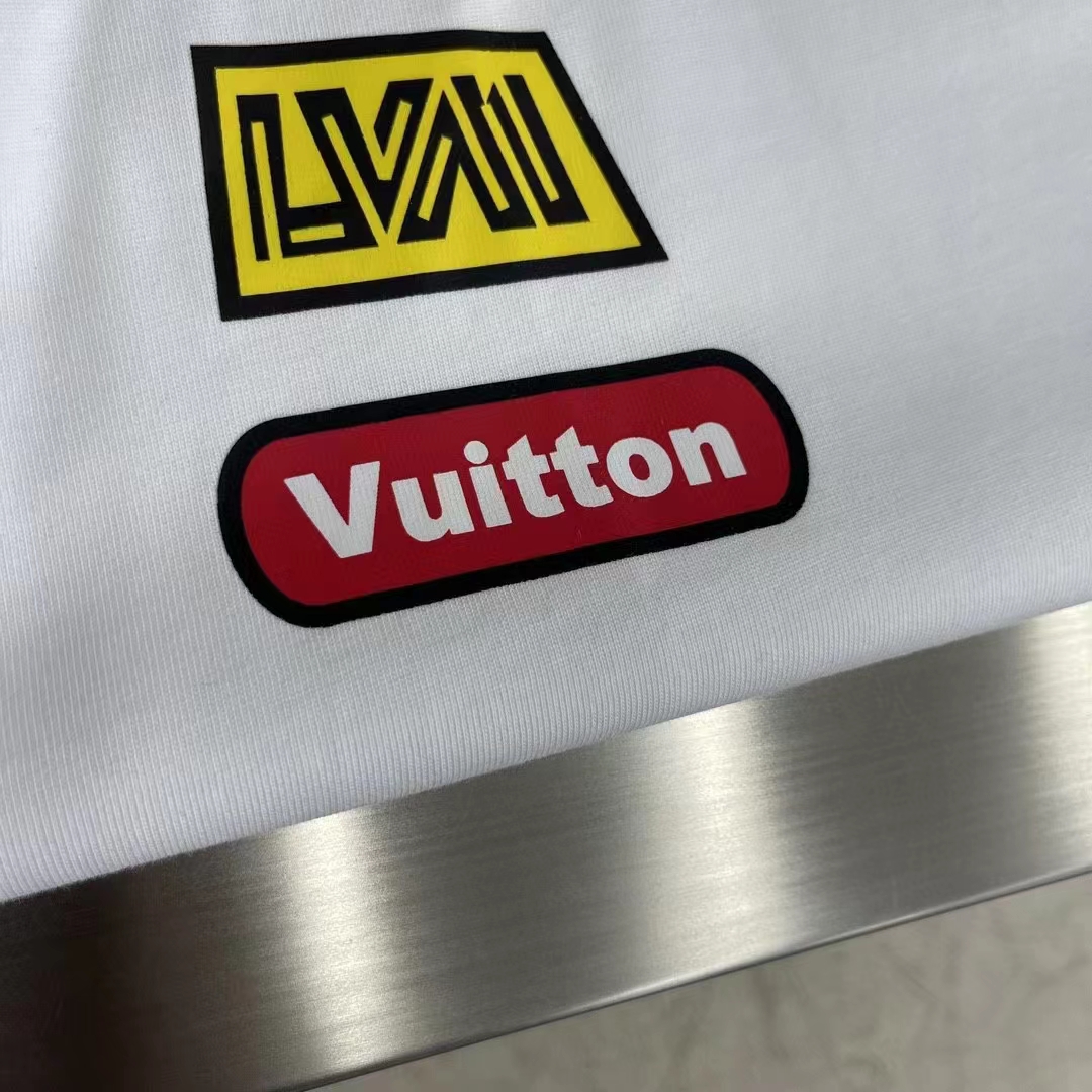 Louis Vuitton Men Hybrid Cotton T-Shirt Regular Fit LV Silk Label Milky White Cotton