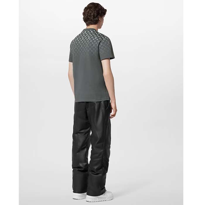 Louis Vuitton Men LV SKI Monogram Gradient Cotton T-Shirt Regular Fit Ribbed Neck Volcanic Ash