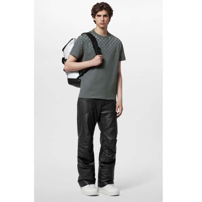 Louis Vuitton Men LV SKI Monogram Gradient Cotton T-Shirt Regular Fit Ribbed Neck Volcanic Ash