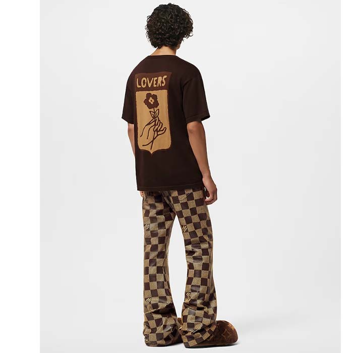 Louis Vuitton Men LV Short-Sleeved Cotton Intarsia Crewneck Staple Fit Ribbed Collar Compact Knit