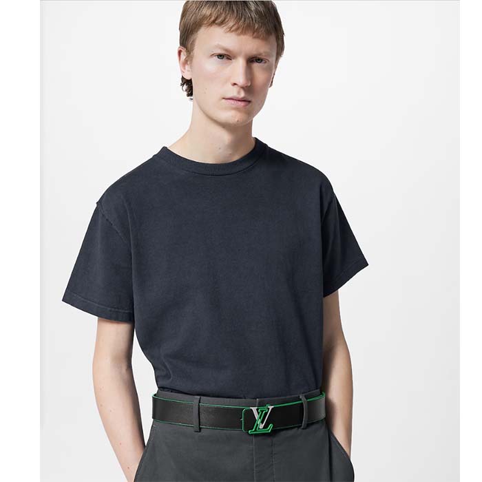 Louis Vuitton Unisex LV Line 40 MM Reversible Belt Green Monogram Eclipse Reverse Coated Canvas Calf Leather