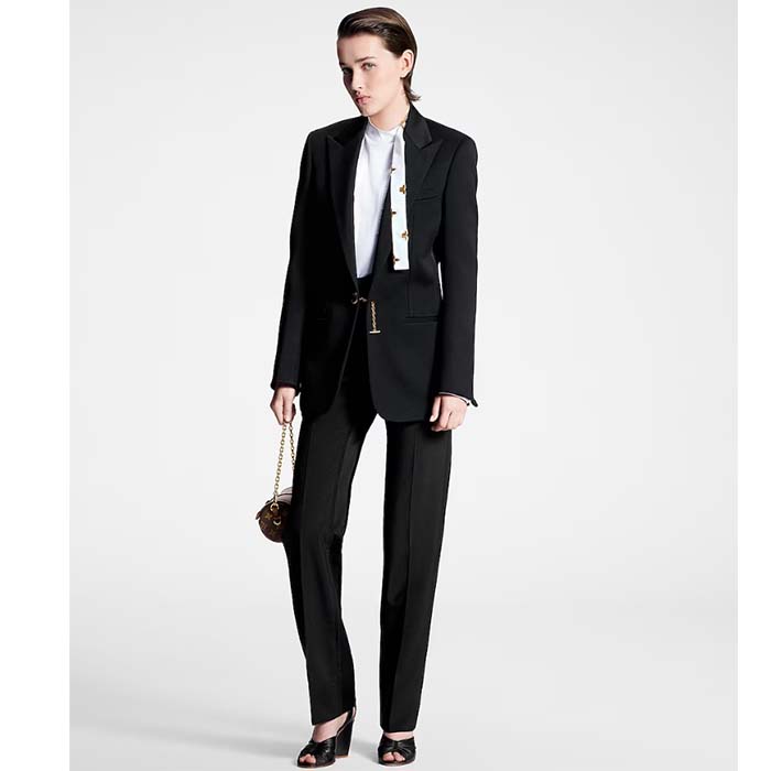 Louis Vuitton Women LV Jewel Button Tuxedo Jacket Cotton Wool Mohair Black