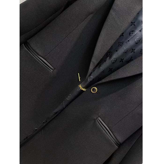 Louis Vuitton Women LV Jewel Button Tuxedo Jacket Cotton Wool Mohair Black