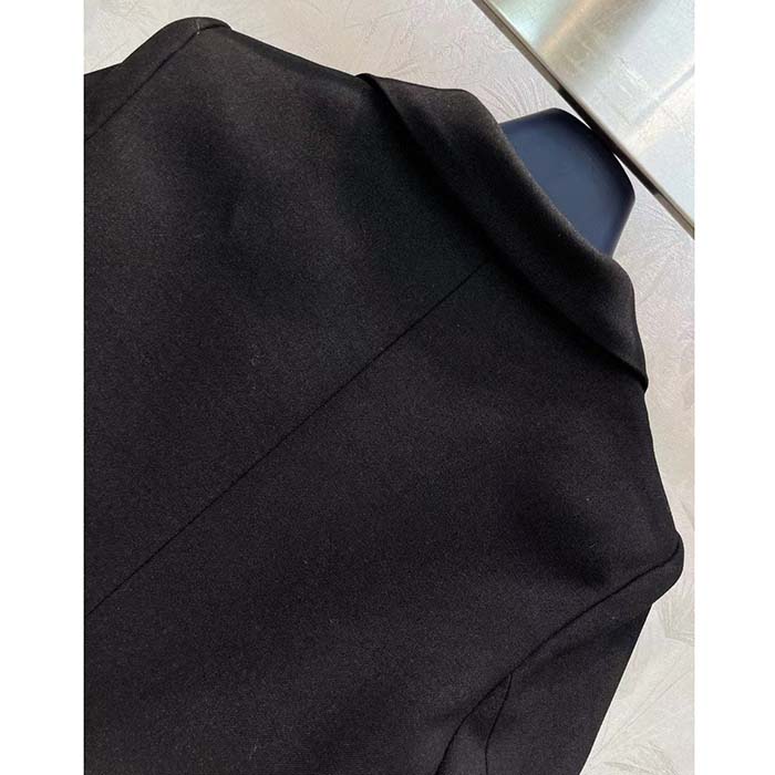 Louis Vuitton Women LV Jewel Button Tuxedo Jacket Cotton Wool Mohair Black